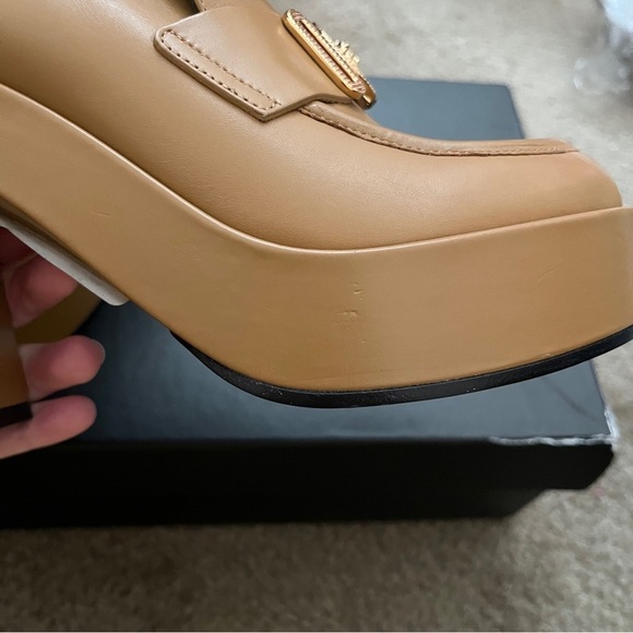 Versace Logo Leather Brown Platform Pumps Size 40/10 - Picture 15 of 17
